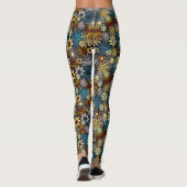 Leggings Fleurs Bleues et Grises (Dos)