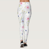 Leggings Fleurs Bleues Et Rose Pâle (Dos)