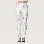 Leggings Fleurs Bleues Et Rose Pâle (Devant)