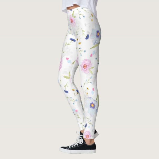 Leggings Fleurs Bleues Et Rose Pâle (Gauche)