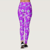 Leggings Fleurs bleues et violettes rétro 1970 (Dos)