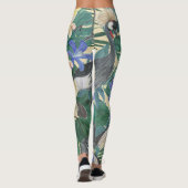 Leggings Fleurs Bleues Plumeria, Aquarelle Sans Couleur. (Dos)