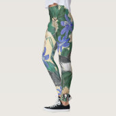 Leggings Fleurs Bleues Plumeria, Aquarelle Sans Couleur. (Gauche)