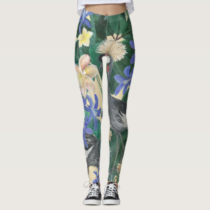 Leggings Fleurs Bleues Plumeria, Aquarelle Sans Couleur.