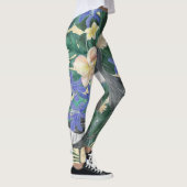 Leggings Fleurs Bleues Plumeria, Aquarelle Sans Couleur. (Droite)