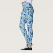 Leggings Fleurs bleues turquoises sur support de texture sc (Gauche)