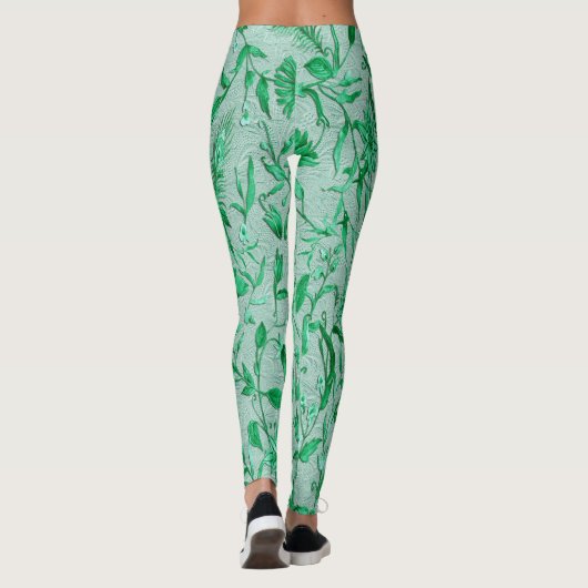 Leggings Fleurs bleues turquoises sur support de texture sc (Dos)