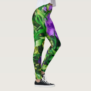 Leggings Fleurs bleues violettes stylisées Florales