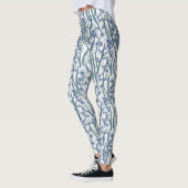 Leggings Fleurs Blue Hyacinth sur blanc (Gauche)