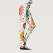 Leggings Fleurs Bohémiennes mignonnes Plumes Imprimer (Droite)