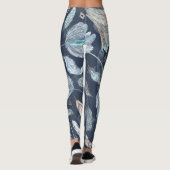 Leggings Fleurs Boho Chic : Aquarelle bleu foncé P (Dos)