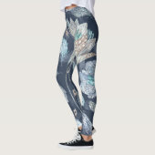 Leggings Fleurs Boho Chic : Aquarelle bleu foncé P (Gauche)