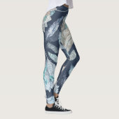 Leggings Fleurs Boho Chic : Aquarelle bleu foncé P (Droite)