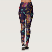 Leggings Fleurs brodées : mode sans couture motif (Dos)