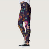 Leggings Fleurs brodées : mode sans couture motif (Gauche)