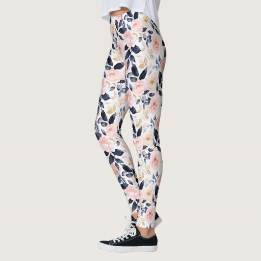 Leggings Fleurs Chic Bleu Rose (Gauche)