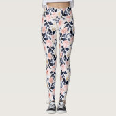 Leggings Fleurs Chic Bleu Rose (Devant)