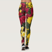 Leggings Fleurs Chrysanthème d'automne en or rouge (Dos)