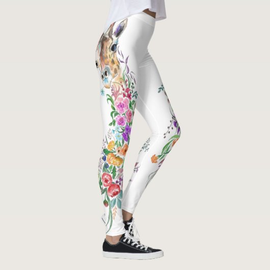 Leggings Fleurs colorées Bouquet Giraffe - Dessin Moderne (Droite)