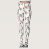 Leggings Fleurs colorées Bouquet Giraffes - Dessin Moderne (Devant)