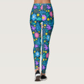 Leggings Fleurs colorées dans étoiles scintillantes motif D (Dos)