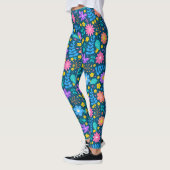 Leggings Fleurs colorées dans étoiles scintillantes motif D (Gauche)