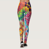 Leggings Fleurs colorées et psychédéliques (Dos)