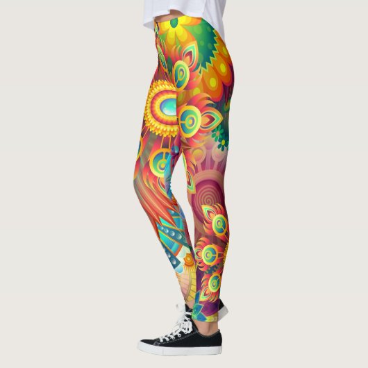 Leggings Fleurs colorées et psychédéliques (Gauche)
