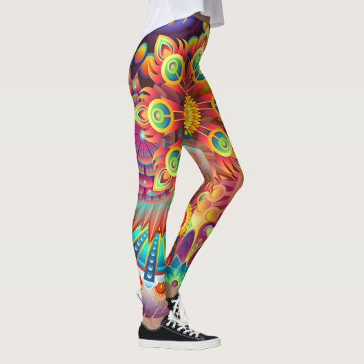 Leggings Fleurs colorées et psychédéliques (Droite)