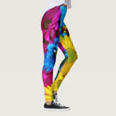 Leggings Fleurs colorées, marguerites - Rose Jaune Bleu (Droite)