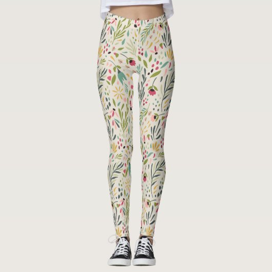 Leggings Fleurs colorées mignonnes Motif (Devant)