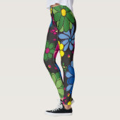 Leggings Fleurs colorées mignonnes sur le noir (Gauche)