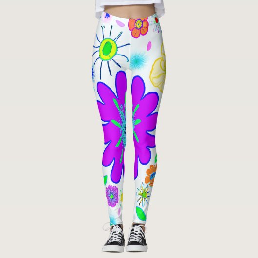 Leggings Fleurs colorées Motif (Devant)