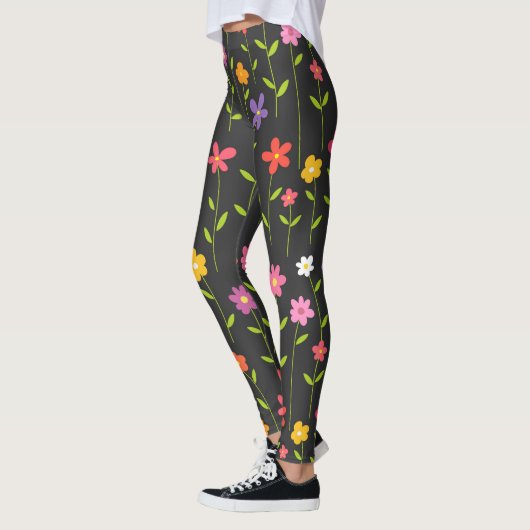 Leggings Fleurs colorées noires (Gauche)