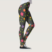 Leggings Fleurs colorées noires (Droite)