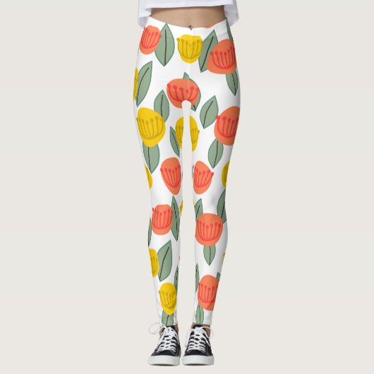 Leggings Fleurs corail et or (Devant)
