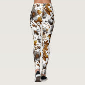 Leggings fleurs d'abeilles miel et art motif feuille (Dos)
