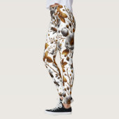 Leggings fleurs d'abeilles miel et art motif feuille (Gauche)