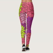 Leggings Fleurs Dahlia, Fleurs Colorées, Motif Floral (Dos)