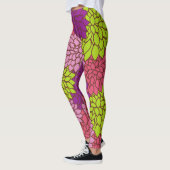 Leggings Fleurs Dahlia, Fleurs Colorées, Motif Floral (Gauche)