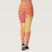 Leggings Fleurs Dahlia, Motif De Fleurs, Dahlia Orange (Dos)