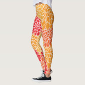 Leggings Fleurs Dahlia, Motif De Fleurs, Dahlia Orange (Gauche)