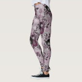 Leggings Fleurs d'aquarelle bordeaux. (Gauche)