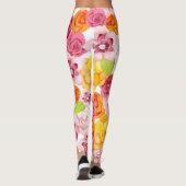 Leggings Fleurs d'aquarelle de printemps (Dos)