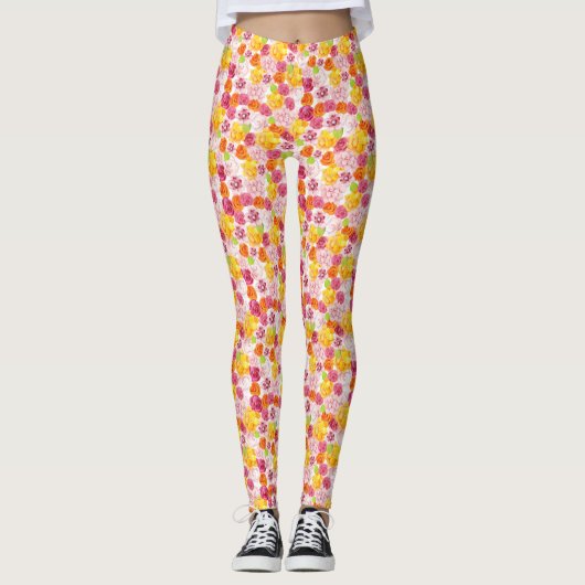 Leggings Fleurs d'aquarelle de printemps (Devant)
