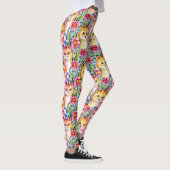 Leggings Fleurs d'aquarelle et chats en gros colorés (Droite)