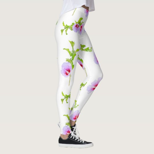 Leggings Fleurs D'Aquarelle Et Feuilles (Droite)
