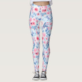 Leggings Fleurs d'aquarelle et feuilles 2 (Devant)