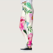 Leggings fleurs d'aquarelle rose (Gauche)