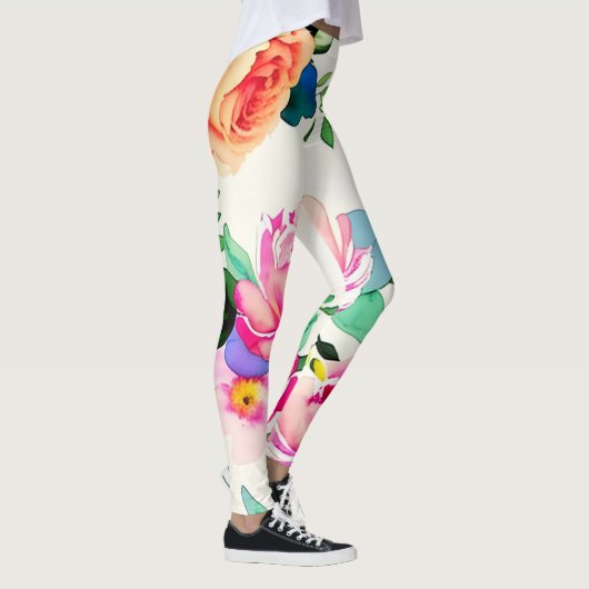 Leggings fleurs d'aquarelle rose (Droite)
